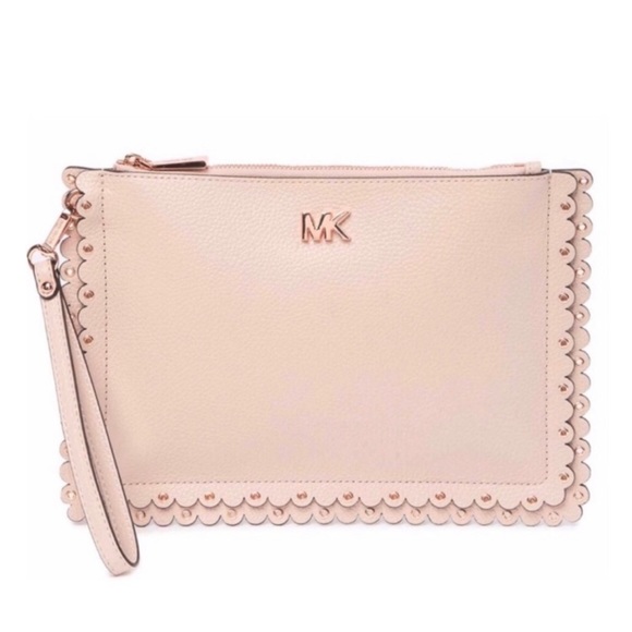 MICHAEL Michael Kors Handbags - NWT Michael Kors Scalloped Leather Pink Clutch